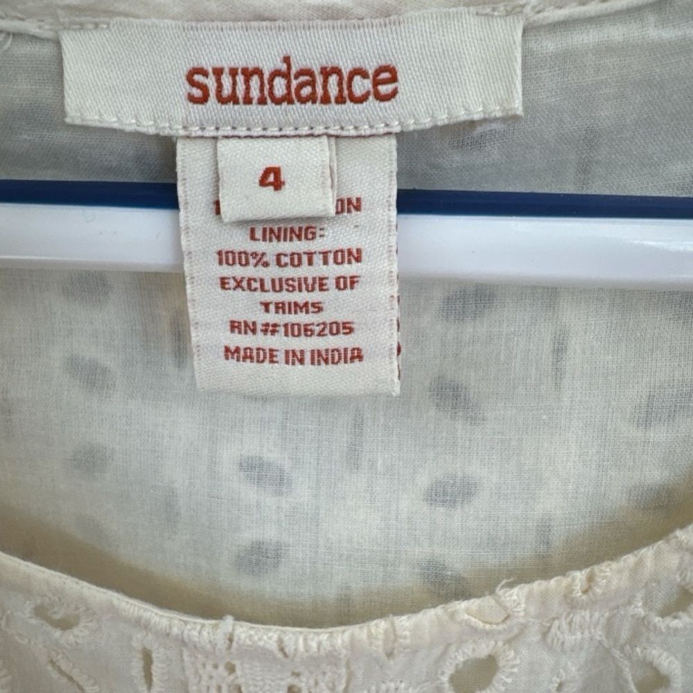 Gorgeous Sundance short sleeve eyelet mini 100% cotton ivory dress- like new! 4 - Picture 11 of 14